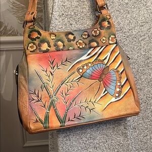 Never used! 
Anuschka one of a kind Hand-Painted Leather Shoulder Bag